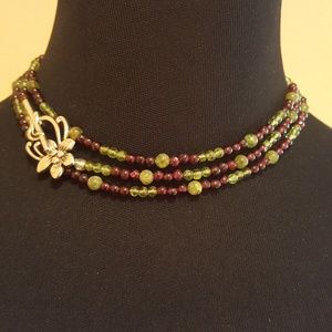 UNIQUE PERIDOT AND GARNET NECKLACE BY NR